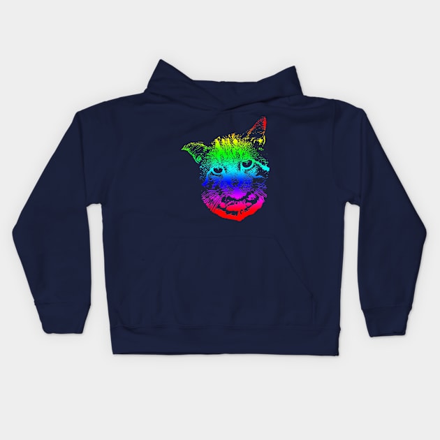 Rainbow Cat Design Kids Hoodie by Aziz